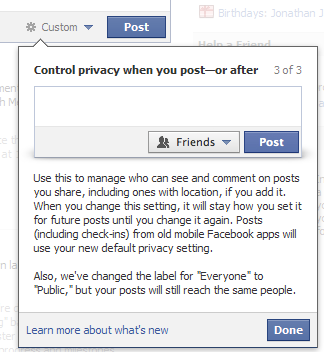 Facebook privacy controls - custom controls