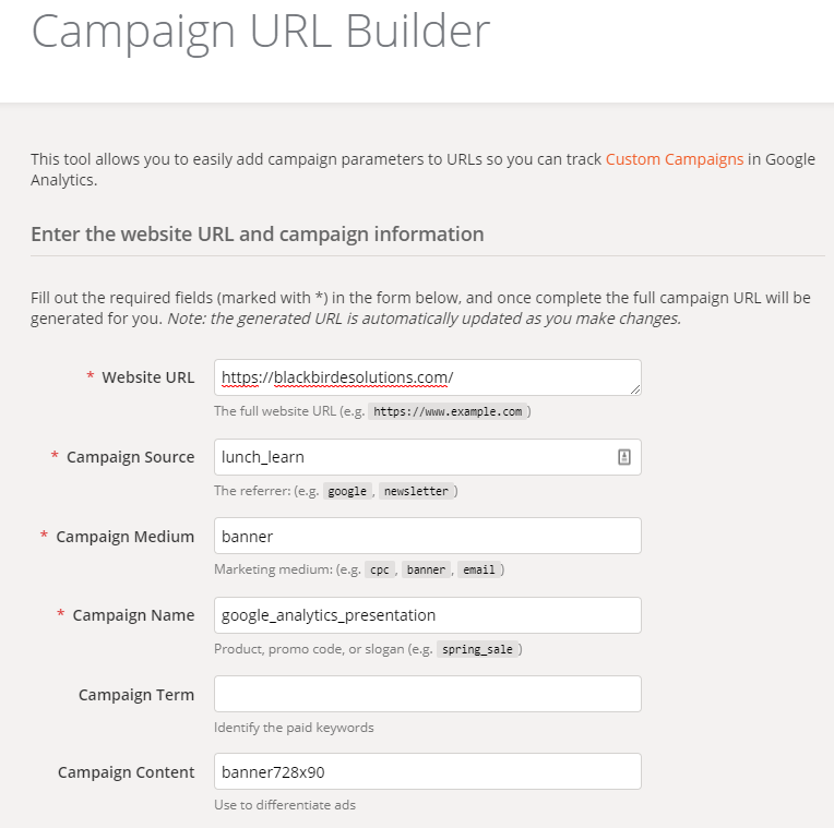 GA Campaign URL Builder