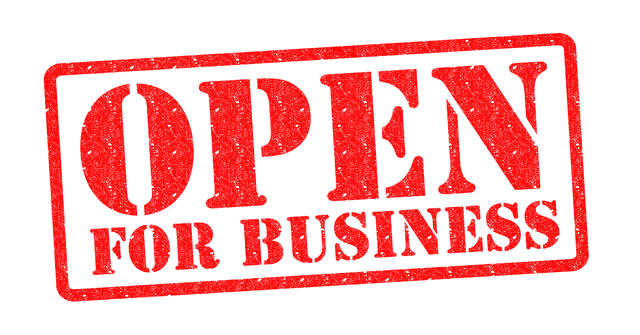 Blackbird e-Solutions OPEN FOR BUSINESS rubber stamp