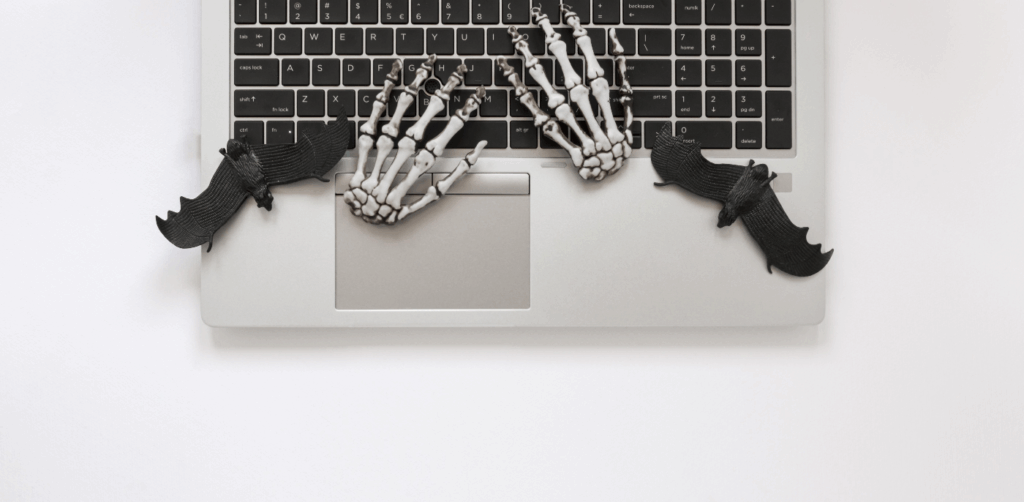 seo is dead - skeleton hands on keyboard