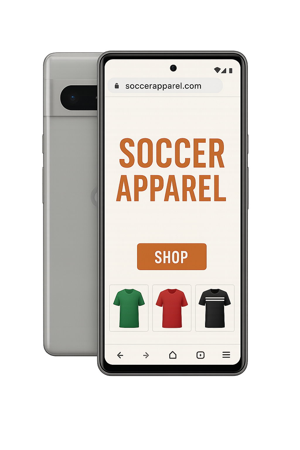 soccer apparel company on mobile phone