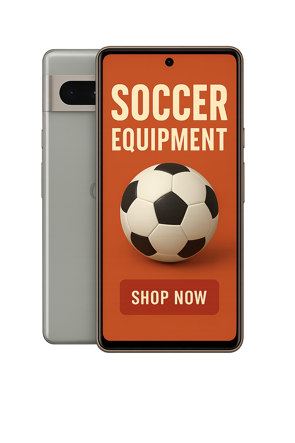 soccer equipment ad on a mobile phone